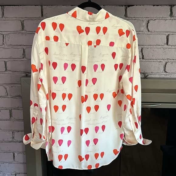ALEXANDER MCQUEEN Printed heart pattern silk pajamas-style shirt - Picture 6 of 6